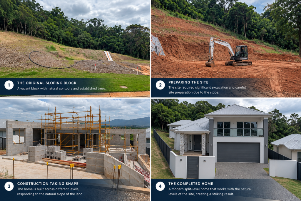 Kingfish Street multi-generational sloping site home by Neater Homes Cairns